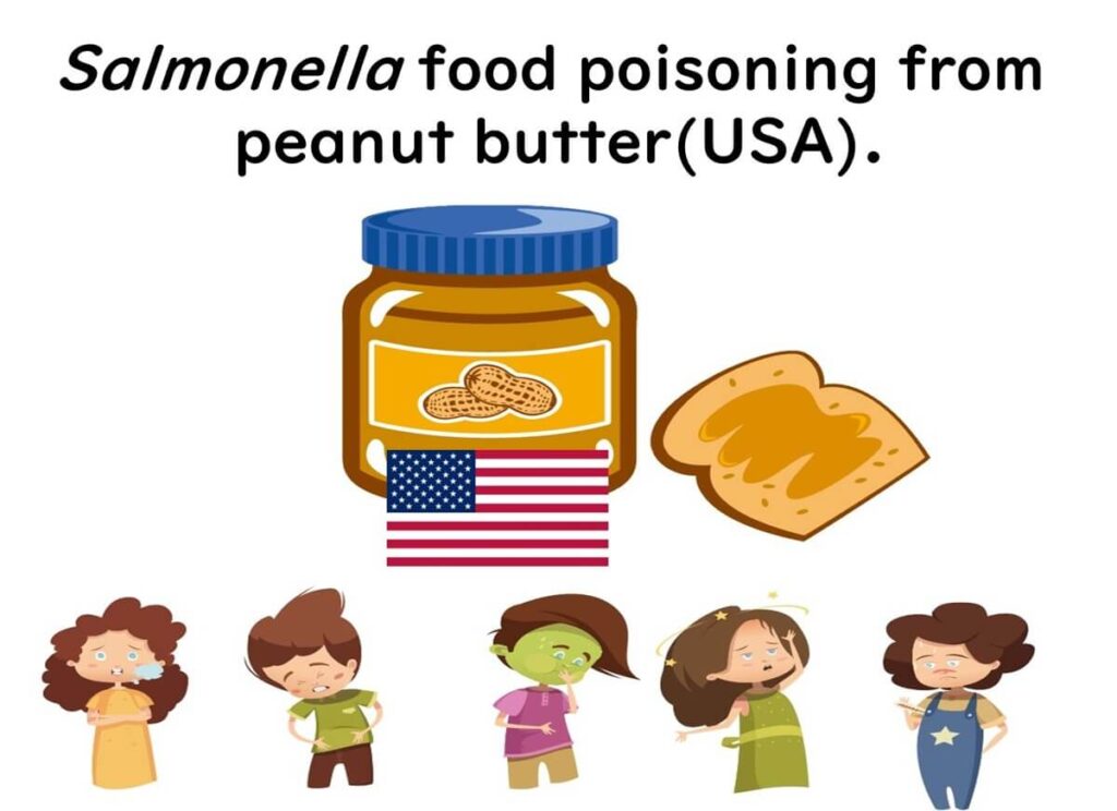 Salmonella poisoning from peanut butter in the US.