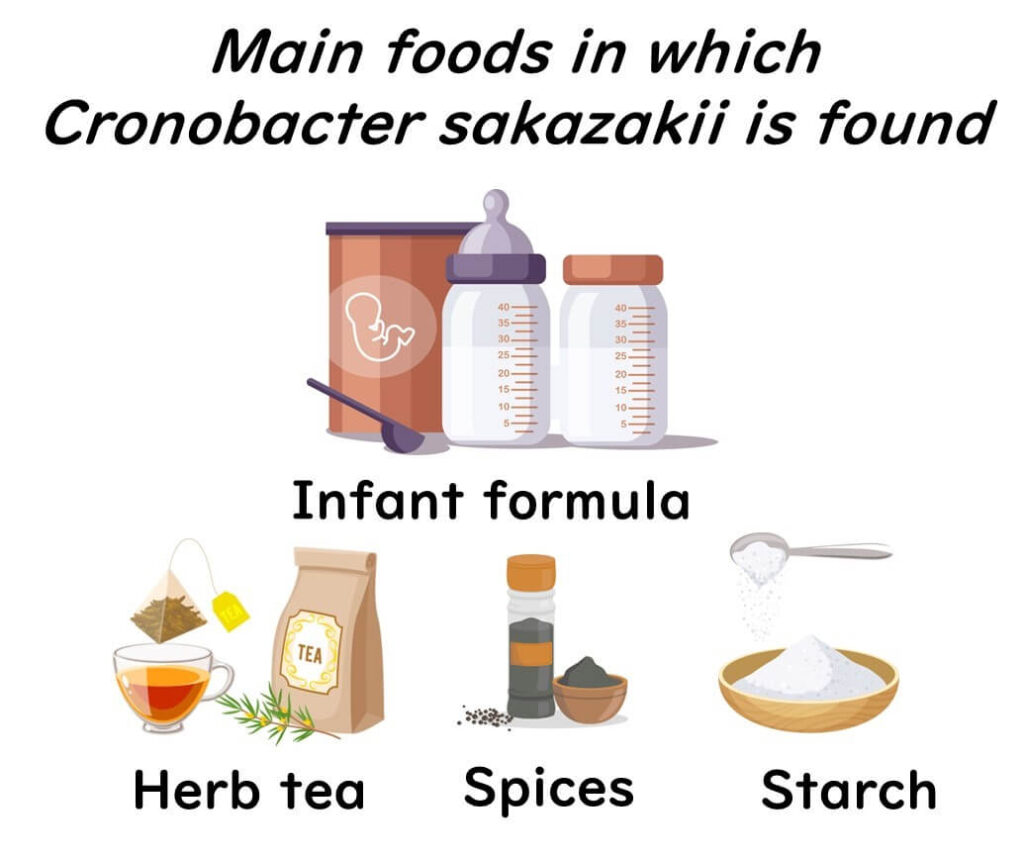 Foods in which C.sakazakii is present.