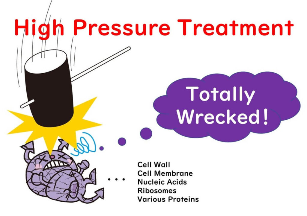 Image of microbes being destroyed by high-pressure processing