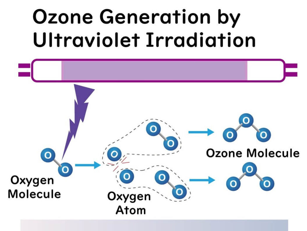 Mechanism of ozone production by UV light