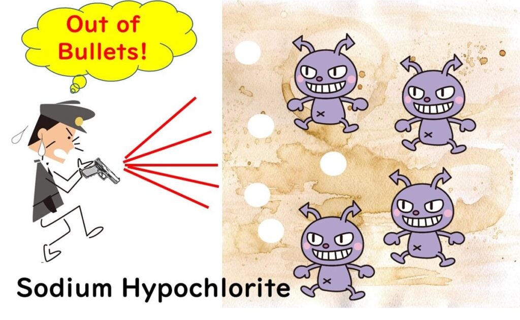 Weaknesses of sodium hypochlorite