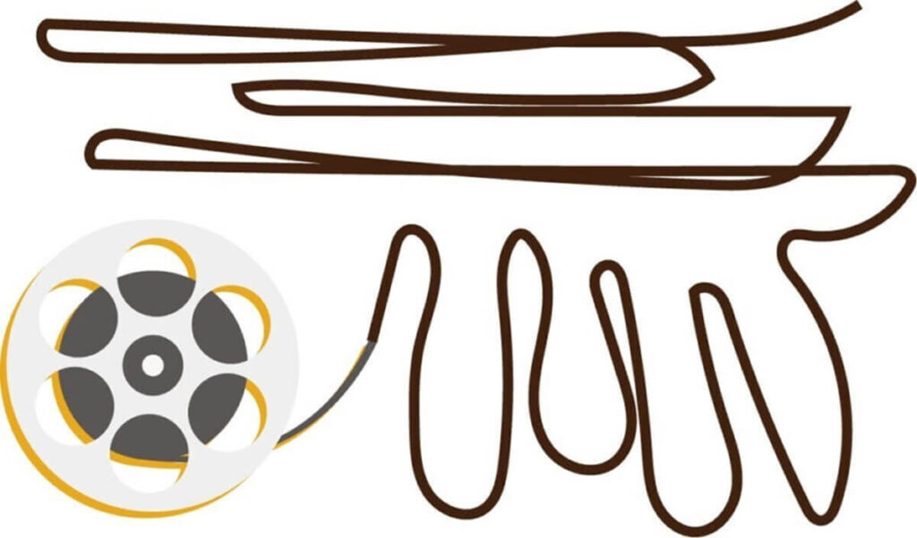 Nanopore sequencing concept illustration: Single-stranded DNA moves through a nanopore like a film reel, demonstrating real-time sequencing process.